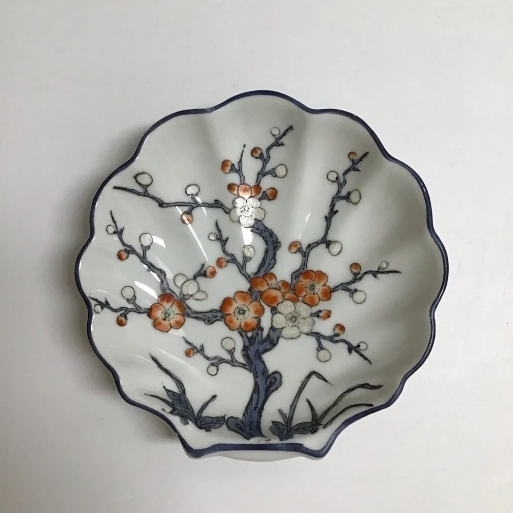 Nora Fenton Cherry Blossoms Shell Dish Hand Decorated Hong Kong Japan Trinket - Picture 7 of 11